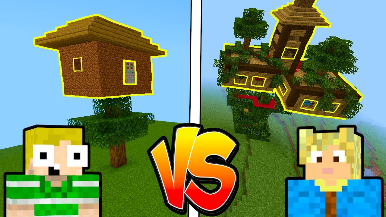 MIKKEL vs EMIL // Hvem kan bygge det flotteste TR&AElig;HUS i Minecraft?!