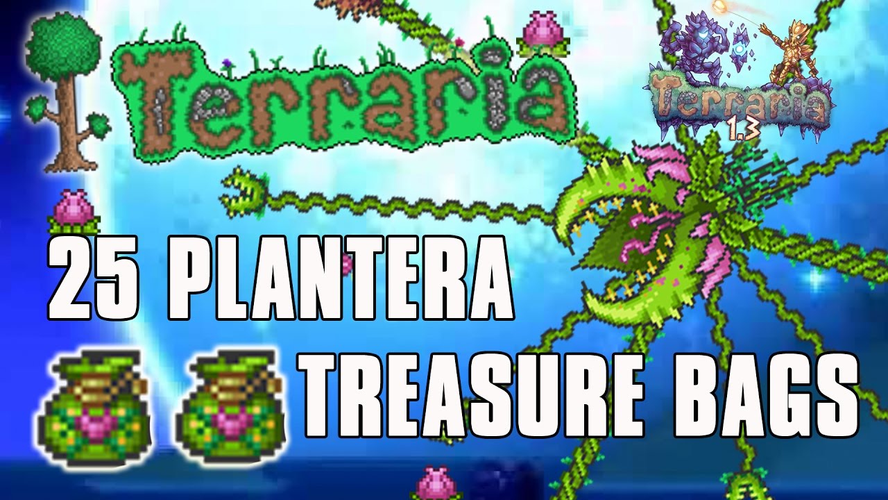 Terraria Loot From 25 Plantera Treasure Bags - Terraria 1.3.3 Expert Mode