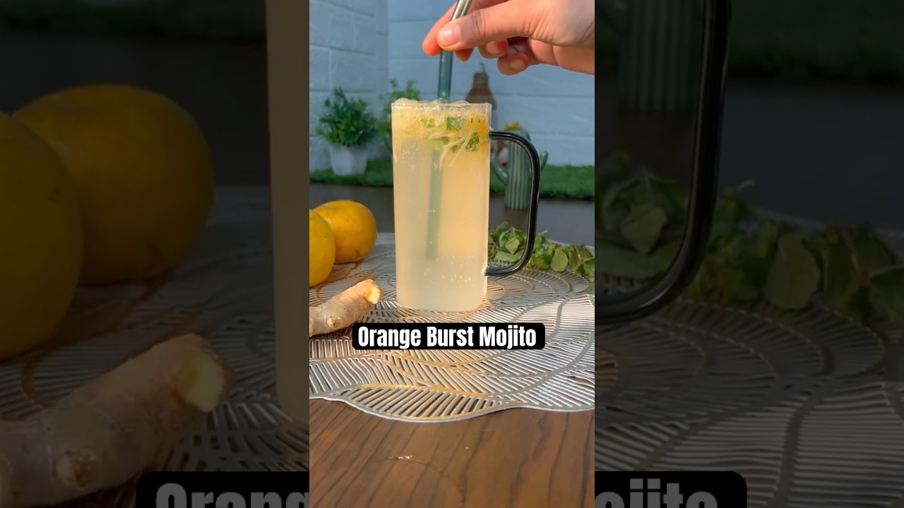 The ORANGE BURST MOJITO 🍋❤️ #shorts #youtubeshorts #drink #mojito #refreshing #ytshots #detoxwater