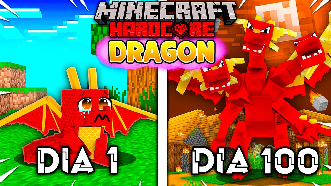 🐲SOBREVIVÍ 100 días SIENDO un DRAGÓN de FUEGO! en Minecraft HARDCORE #100dias #minecraft