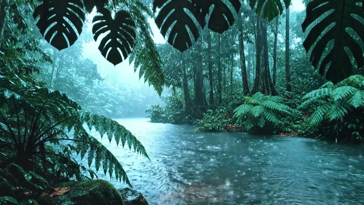 5 Hour Gentle Thunder, Falling Rain & Forest Animal Sounds 🌧️ Cinematic Ambiance for the Soul