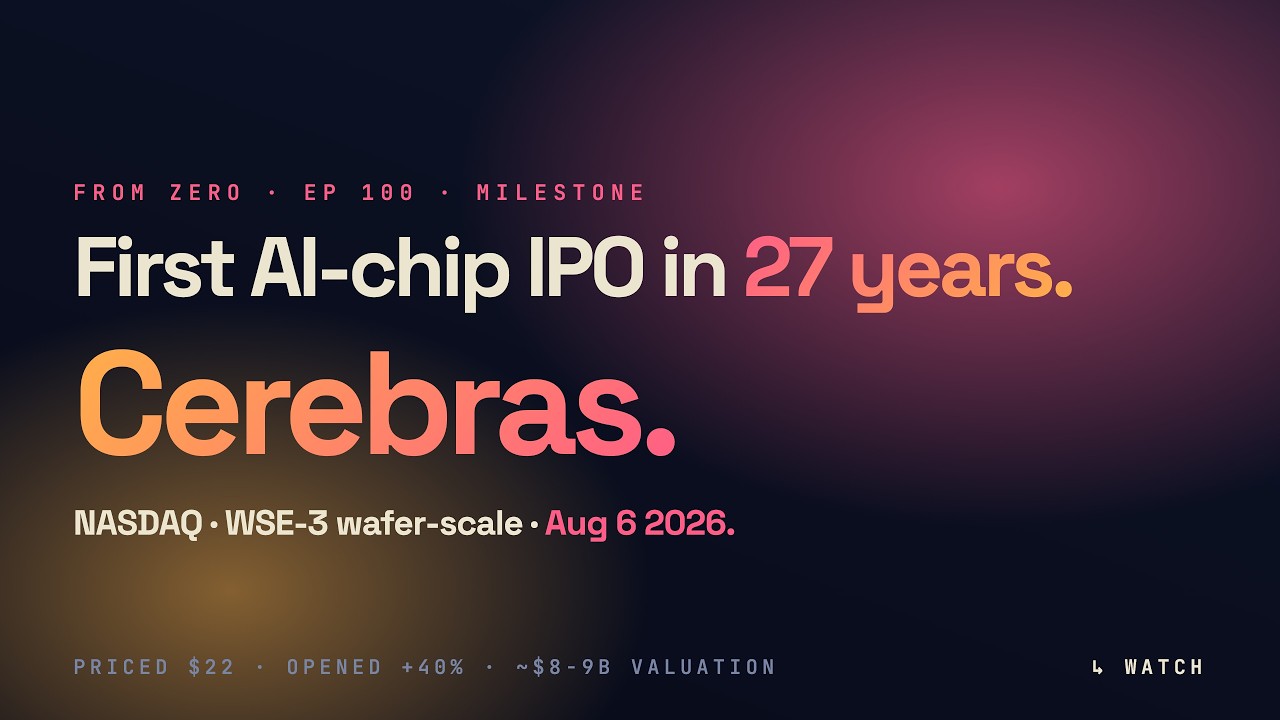Cerebras just IPO'd on NASDAQ. First pure-play AI-chip IPO since NVIDIA in 1999.