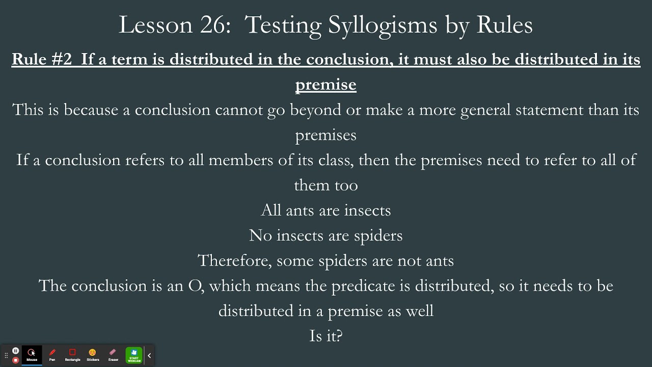 Lesson 26:  Testing Syllogisms by Rules