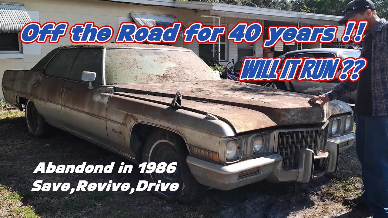 Big Block 1971 Cadillac sedan DeVille parked in 1986. After sitting for 40 years, Will it Run?