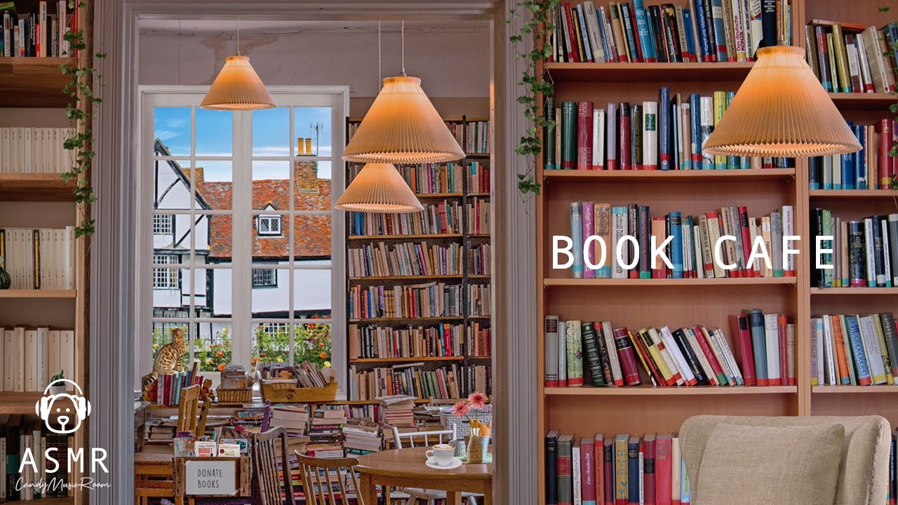 Weekend Book Cafe Ambience & Acoustic Guitar Music - Coffee Shop Sounds, Cafe Music, Study Ambience