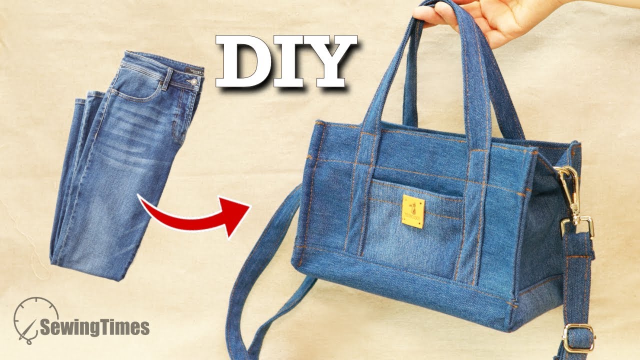 DIY Denim Handbag out of Old Jeans 🐳 Upcycle your Jeans for Crossbody Bag!