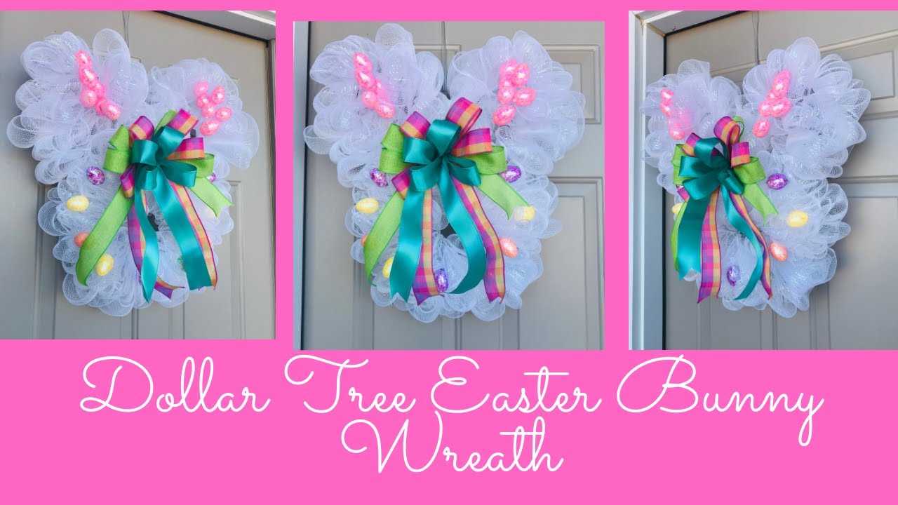 EASTER BUNNY DECO MESH WREATH DIY 🐇DOLLAR TREE CRAFTS 🐇NEW BUNNY FRAME