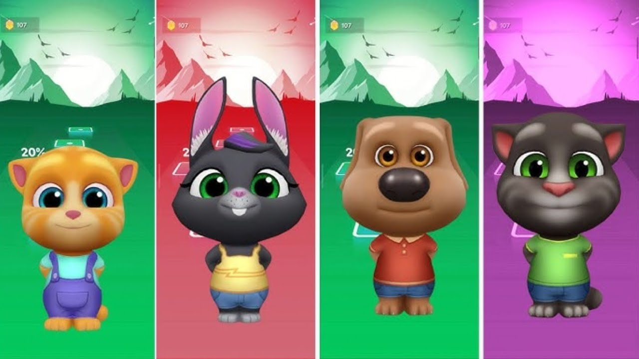 Talking Tom Shorts - Tom vs Angela vs Ben vs Hank in Tiles Hop Marathon