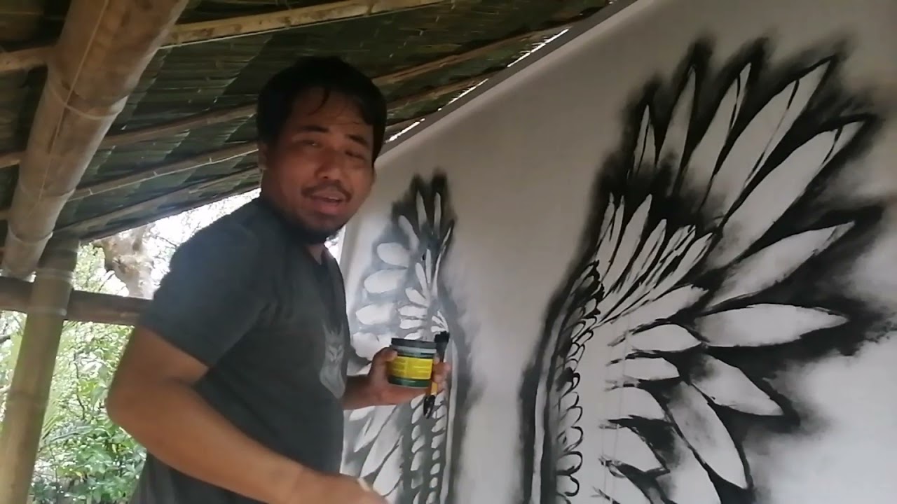 Angel wings latex/acrylic painting in wood at the beach PART 1