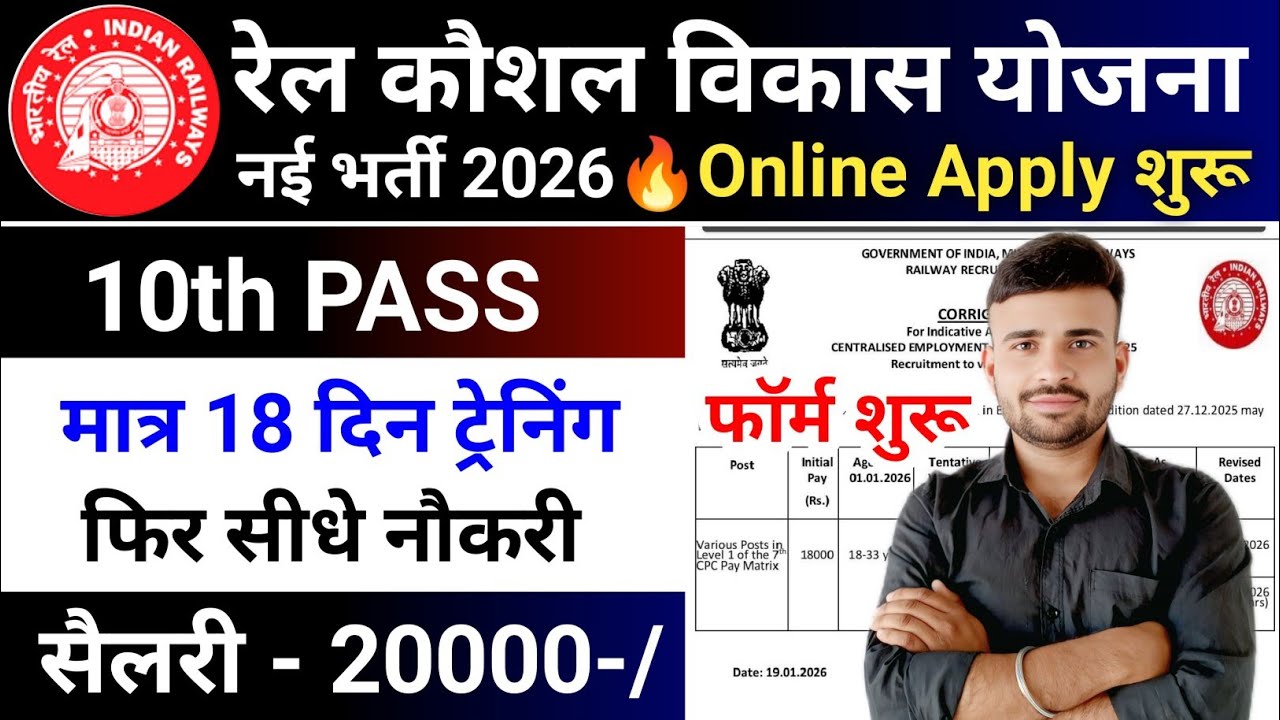 रेल कौशल विकास योजना नई भर्ती 2026 l Rail Kaushal Vikas Yojana 2026 l Railway New Vacancy 2026