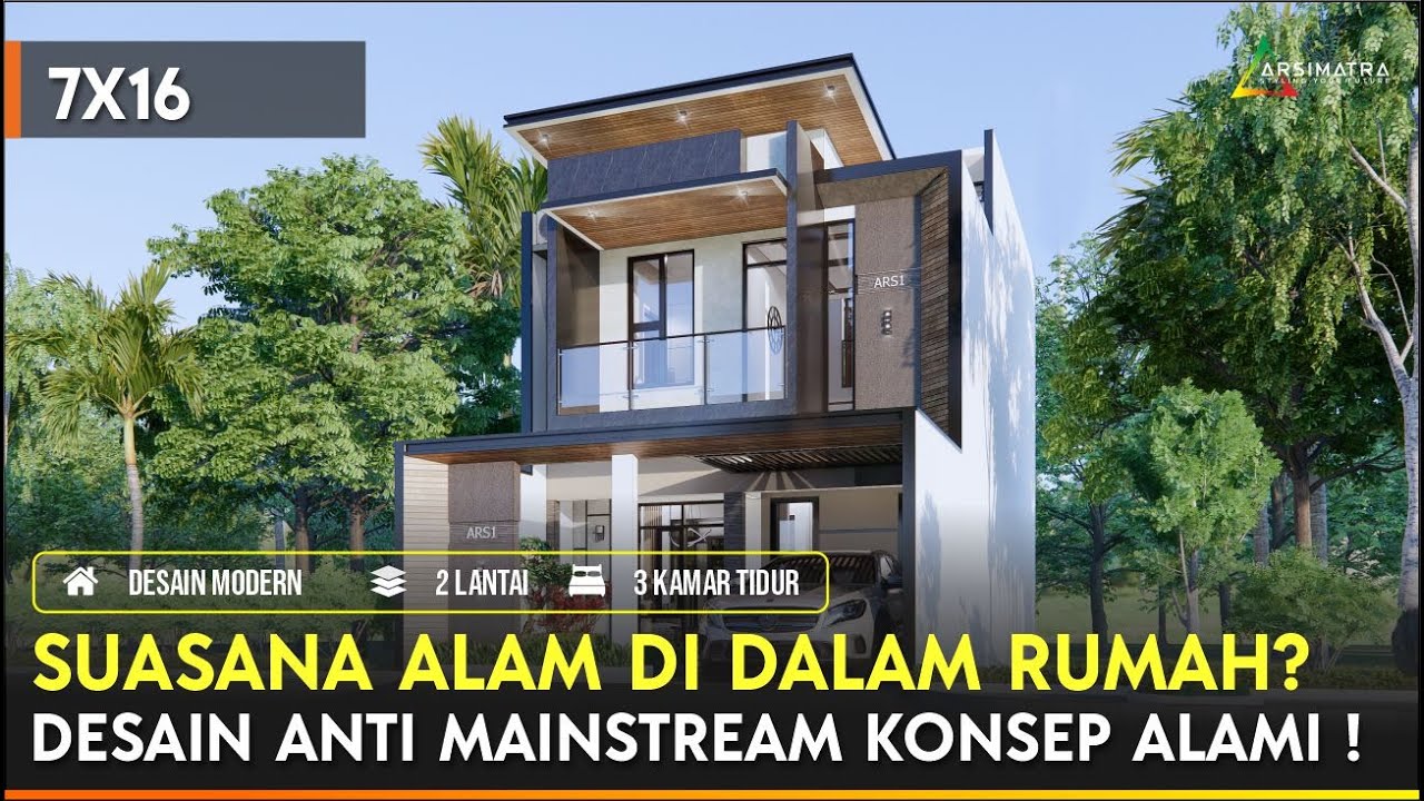 Ini Paling Gokil Sih, Desain Rumah Split Level 7x16 Dengan Taman Vertikal di Semua Lantainya!