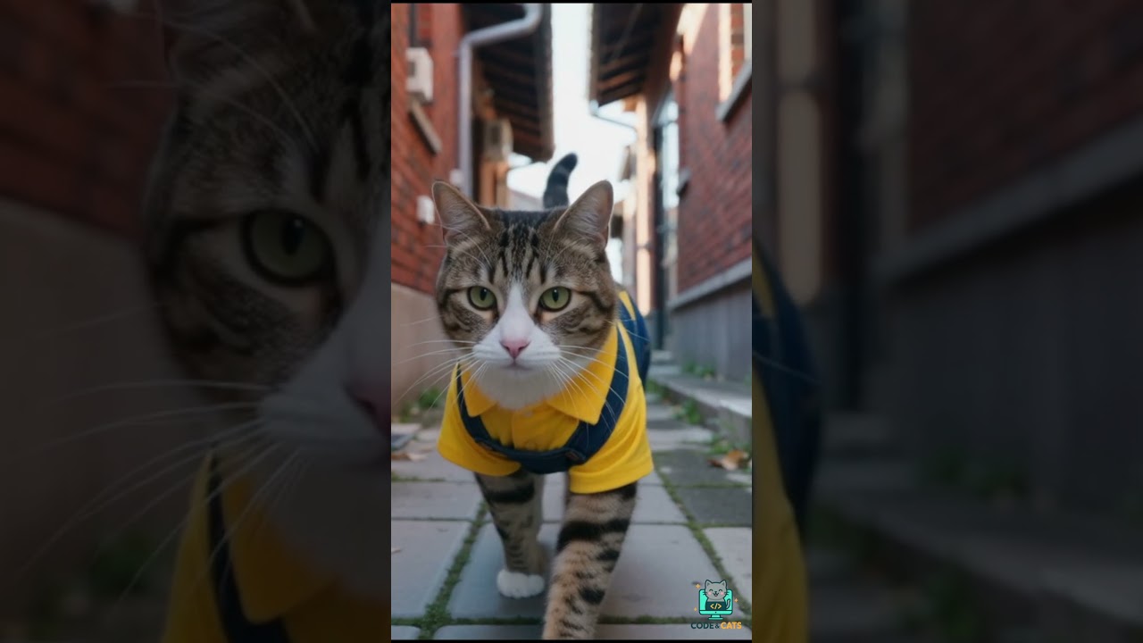 😺 Chubby Cat in Overalls Struts Like a Runway Model! | Funny & Cute Cat Video ✨#FunnyCat #CuteCat