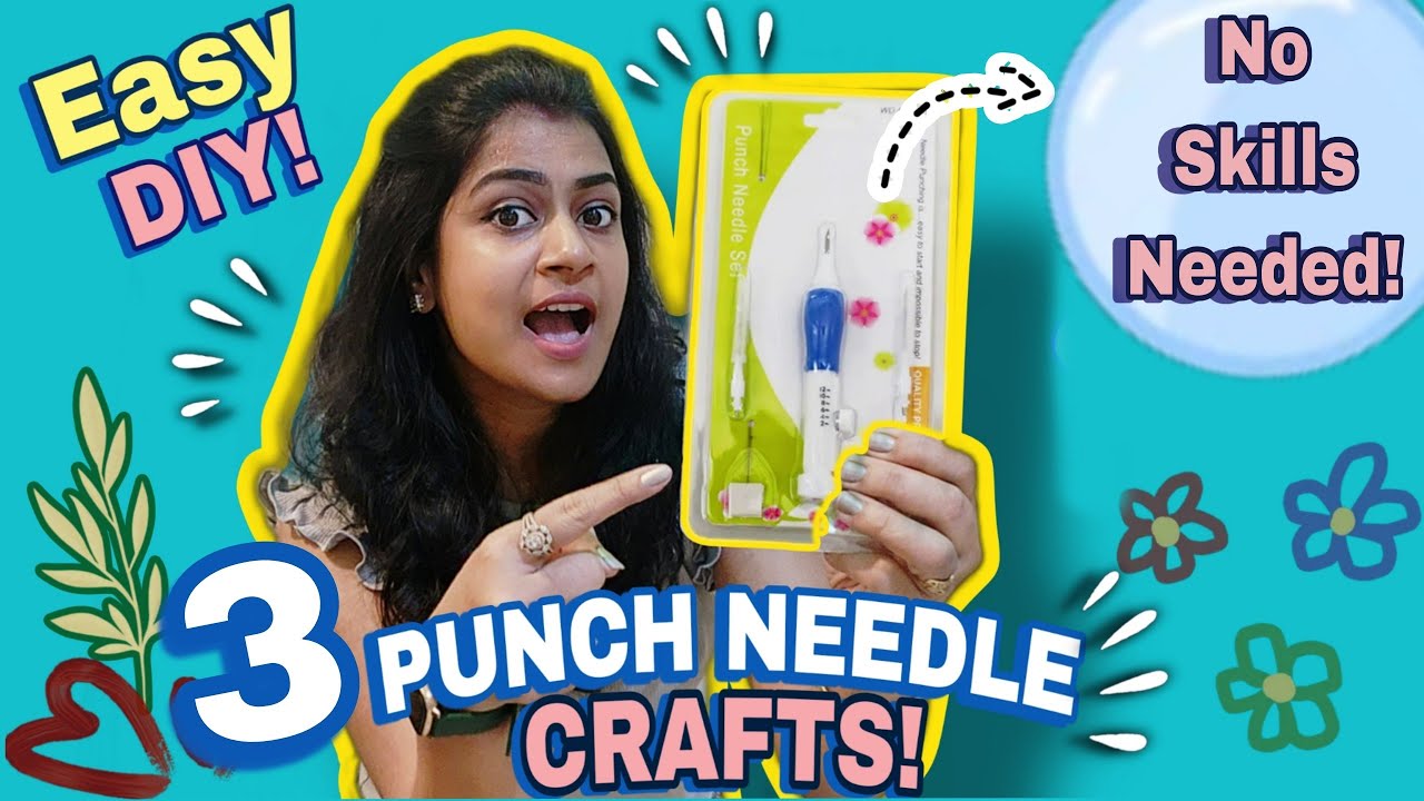 "3 Easy Punch Needle Crafts - Door Mats, Coasters, Keychains for BEGINNERS!"🤩