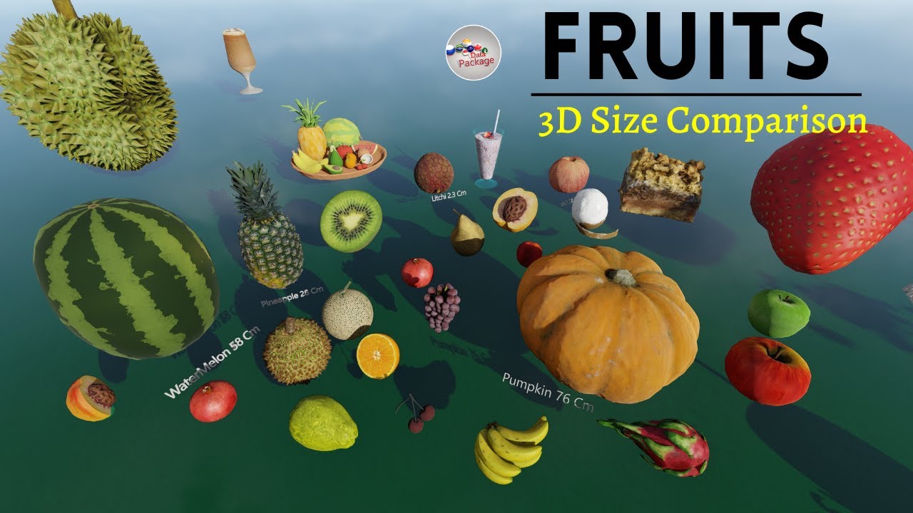 Fruit Size Comparison 3D 🍋🥝 (Updated)
