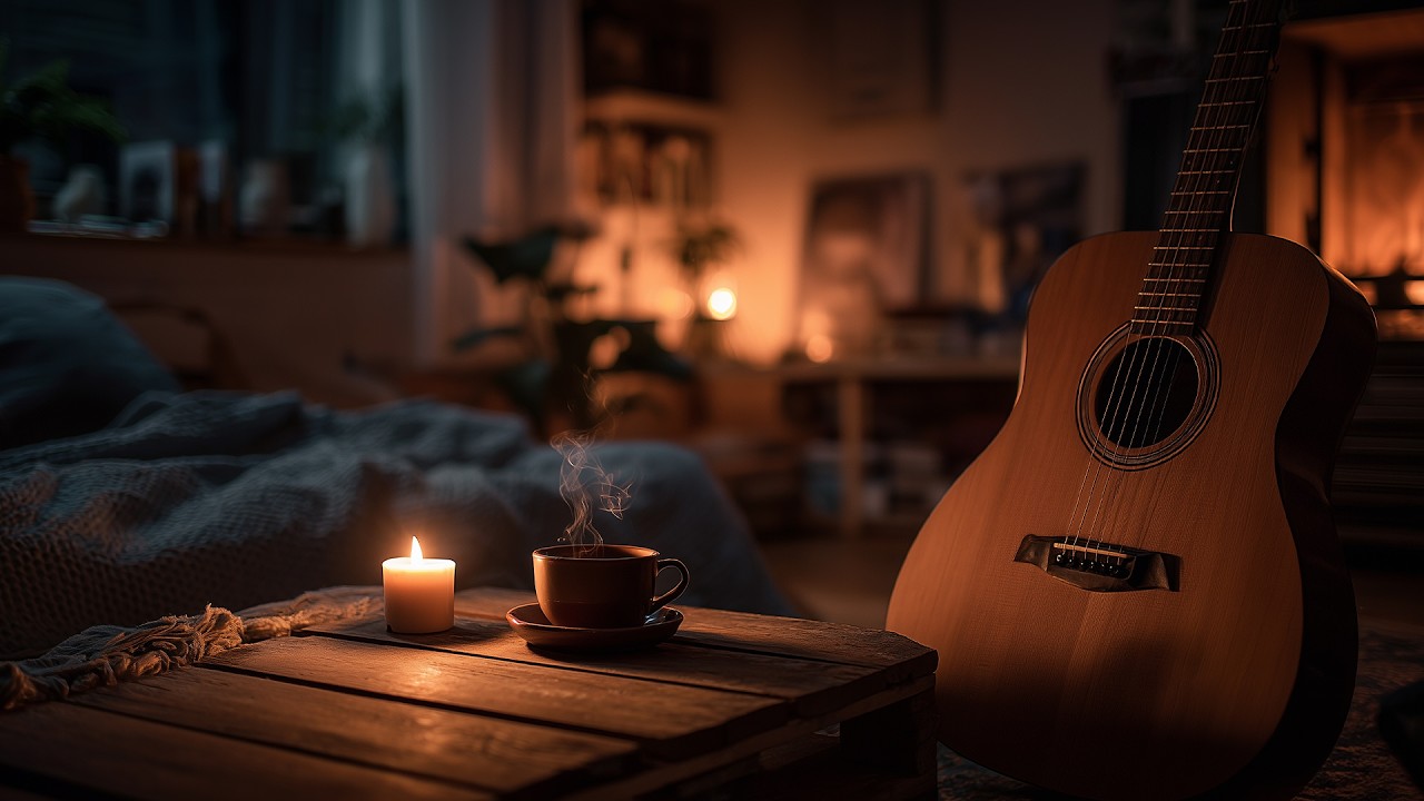 Relaxing Guitar Music for Sleep and Insomnia Relief 🎸 Cozy Fireplace Night, No Vocals
