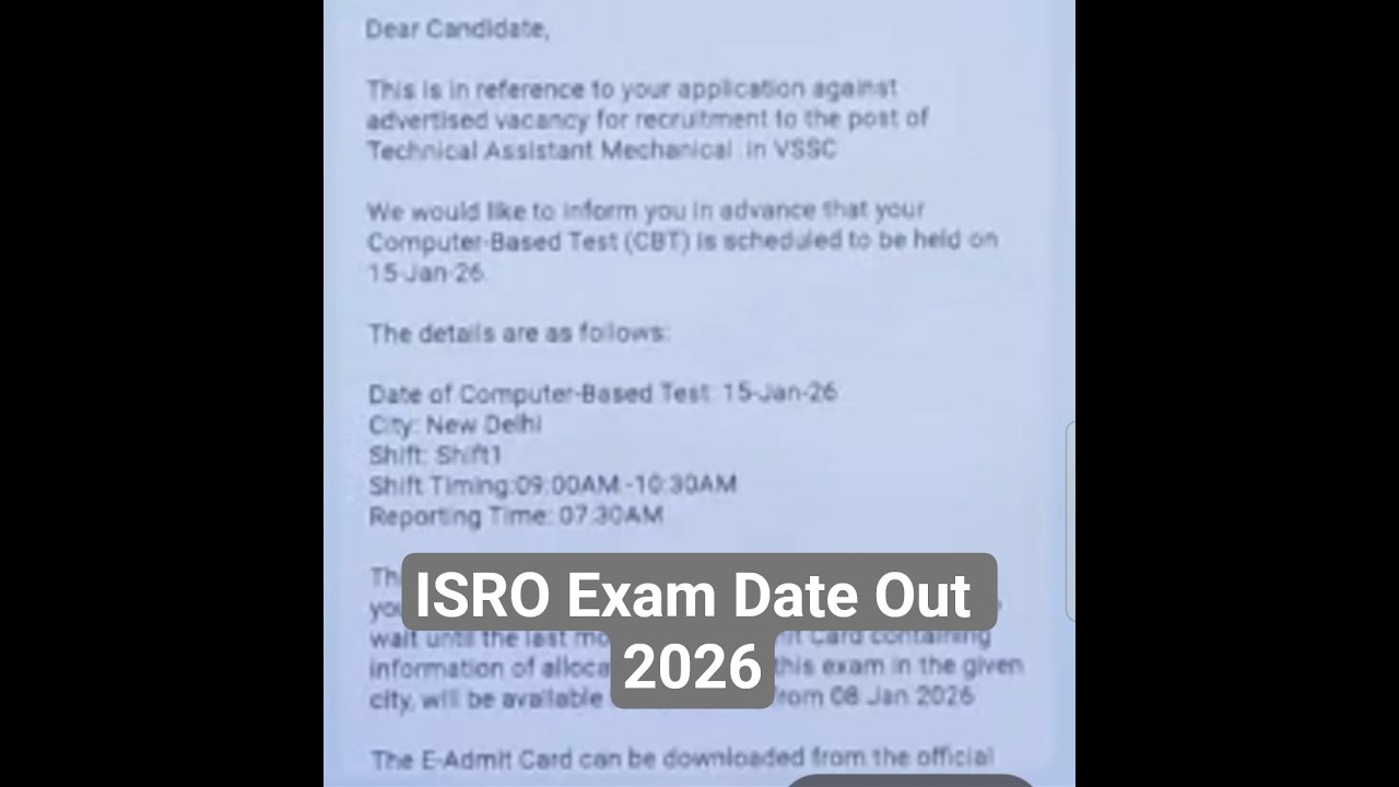 vssc exam date // Isro exam date published// exam date published//ISRO exam date published 