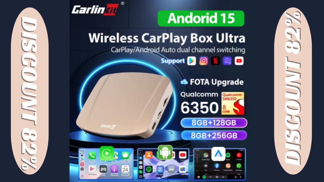 256G Carlinkit Android Auto Wireless Adapter CarPlay Tv Box Android 15 Ultra CarPlay Ai Box