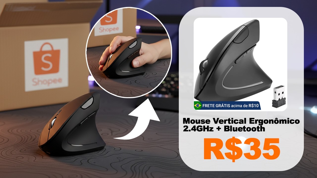 Comprei um MOUSE ERGONÔMICO da Shopee (Vale a Pena?)