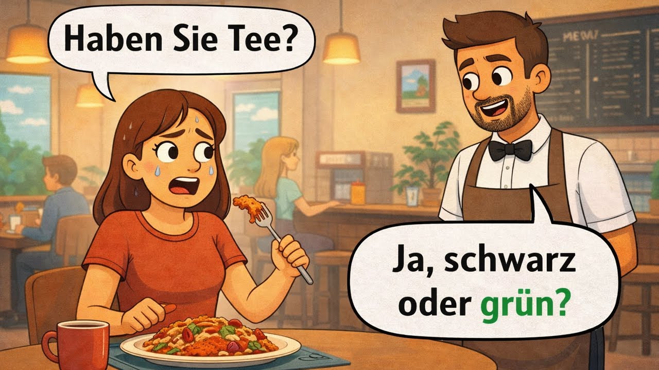 Learn German Language for beginners: 15 Daily German dialogues in Cafe (A1-A2 level)