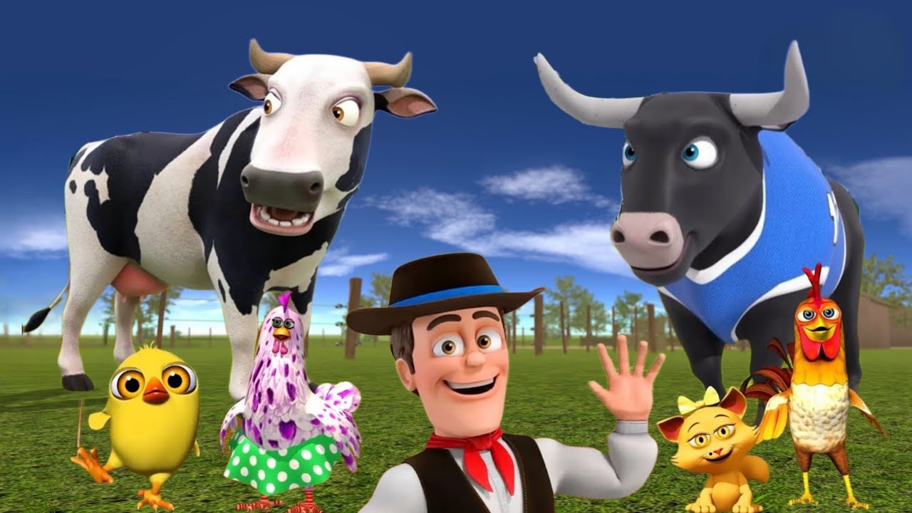 El Pollito pío 3d - el Toro y el Tractor de la Granja -el Pollito y el Tractor de la Granja