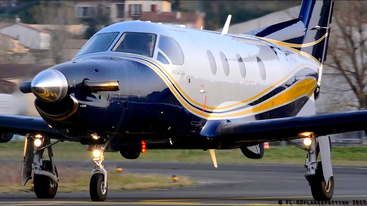 Great looking Pilatus PC-12/45 F-GRAJ startup & takeoff at Albi [LBI/LFCI]