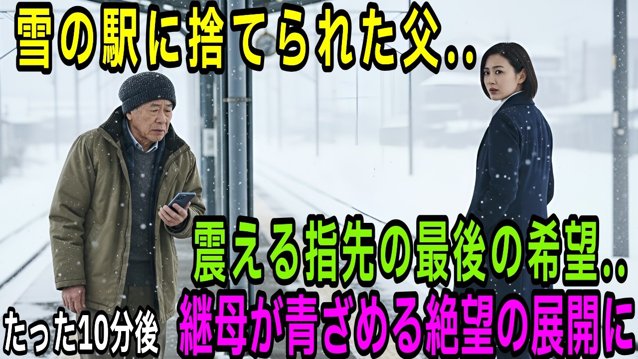 雪の無人駅に捨てられた難聴の父、継母が去った直後に隠した携帯を取り出すと…実は全て罠だったと判明し土下座する羽目に【感動する話】【朗読】