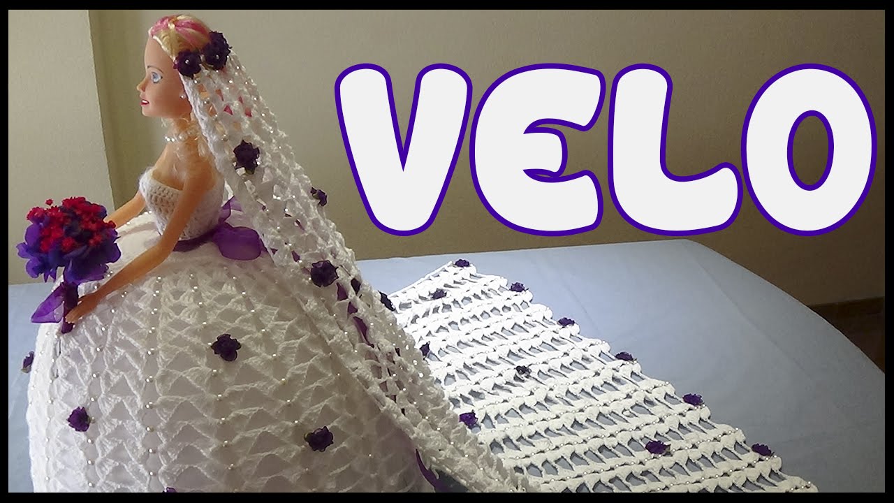 Velo del Vestido de Novia a crochet para Muñeca