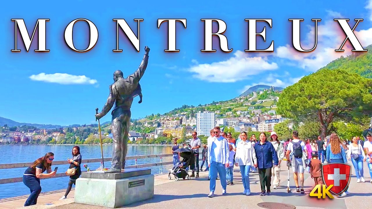 SWITZERLAND MONTREUX 🇨🇭 Picturesque Stroll: the Beauty of Montreux's Embankment of Lake Geneva