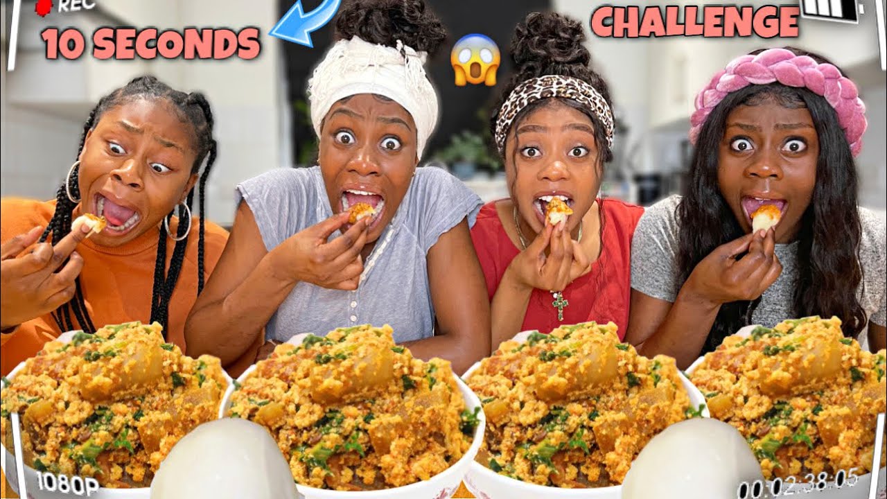 10 SECONDS CHALLENGE!! (FUFU, EGUSI SOUP AND FISH) *impossible challenge*