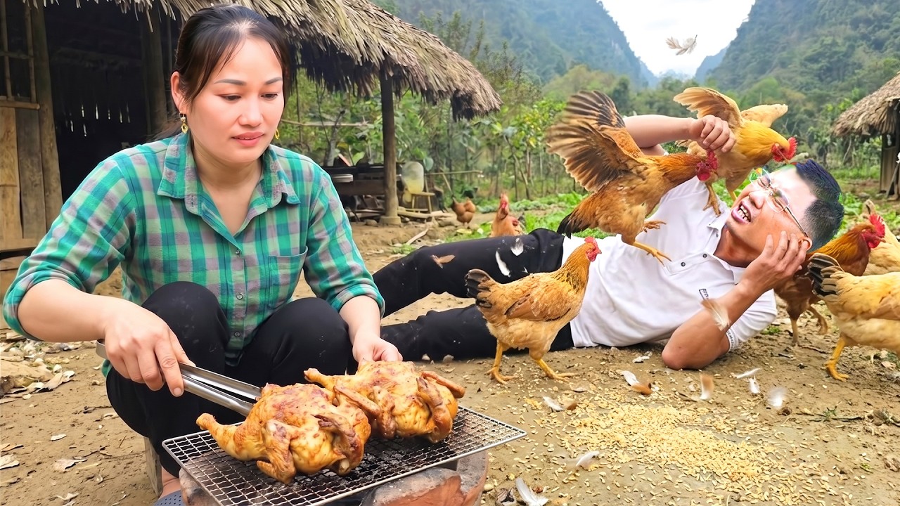 So Happy! My Husband Helps Me Roast Chicken — The Most Delicious BBQ Ever