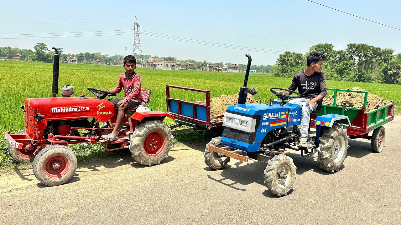 We Loading Soil with Two trolley on Sonalika and Mahindra Tractor | Mahindra and Sonalika Tractor 