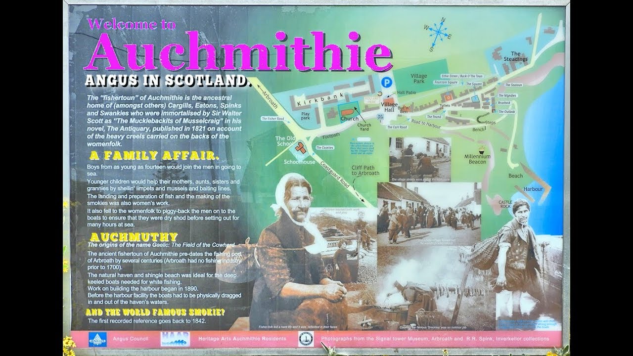 4K. AUCHMITHIE. An ancient fishing village. In  Angus. Scotland.