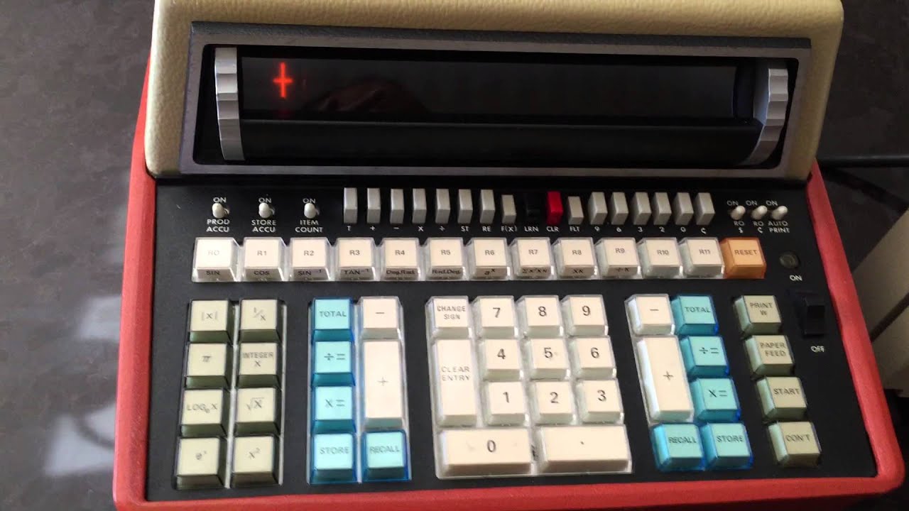 Wang 142T Calculator Executing a Punch Card Program that Implements Pythagorean Theorem