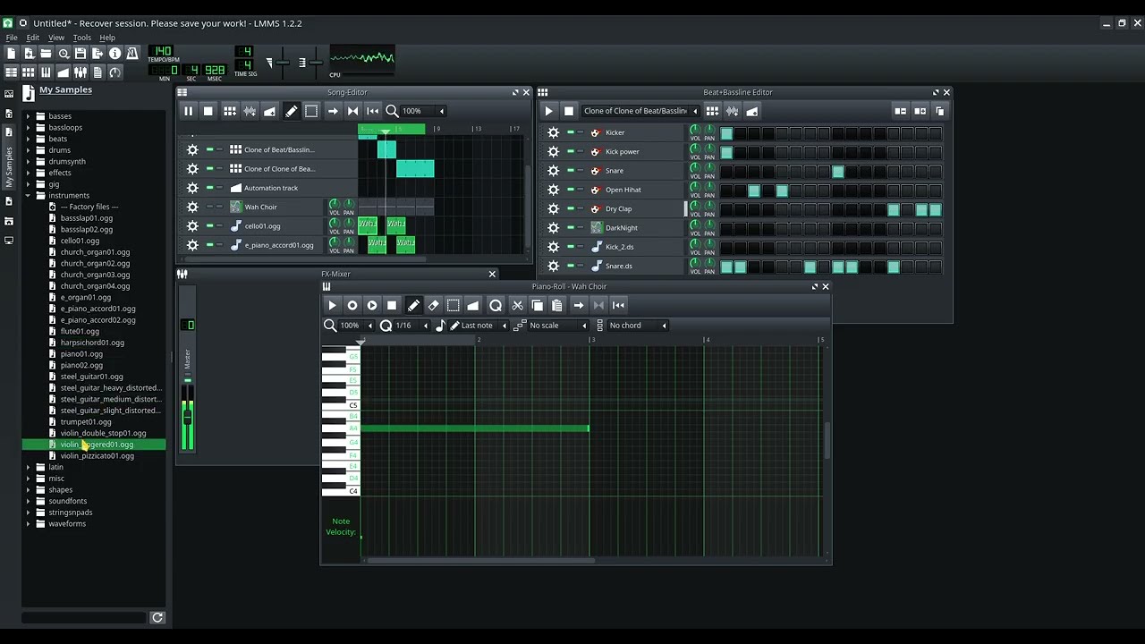 Playing with LMMS