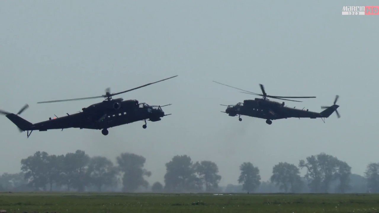 V Piknik Śmigłowcowy Inowrocław Latkowo 20.05.2017 Dynamiczny pokaz pary Mi-24 Hind