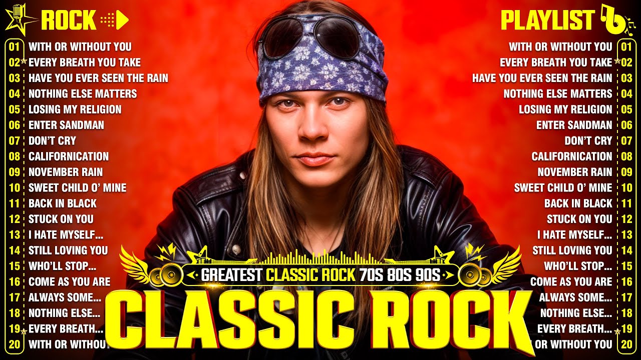 Guns N' Roses, ACDC, Bon Jovi, Metallica, Nirvana, Queen 🎶 Classic Rock Songs 70s 80s 90s Full Album