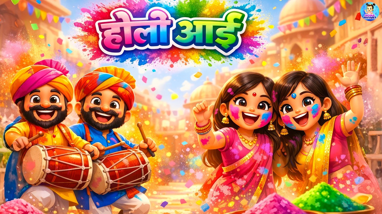 Holi Aayi Holi Aayi | होली आई | 3D Animeted Hindi Rhymes | Rangbirangi Holi Song | #kidsholi