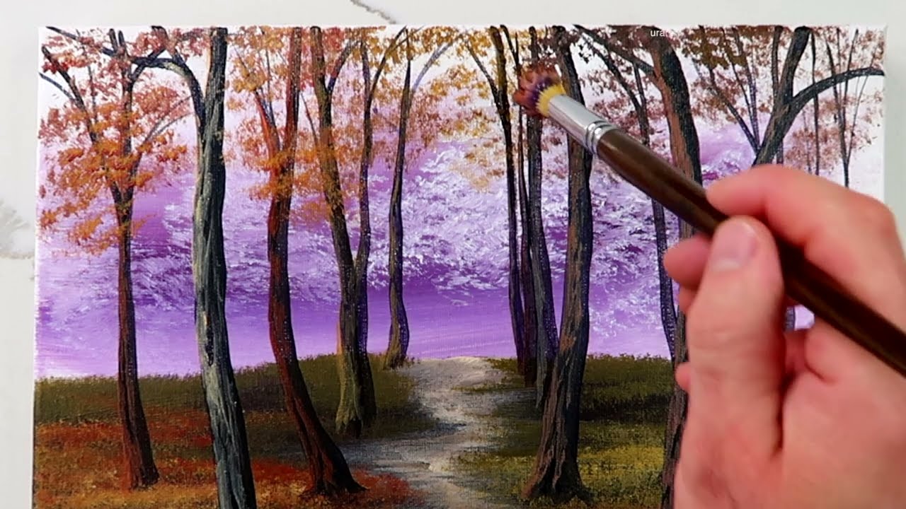 Woodland Path | Landscape Painting | Easy for Beginners | Oval Brush Art