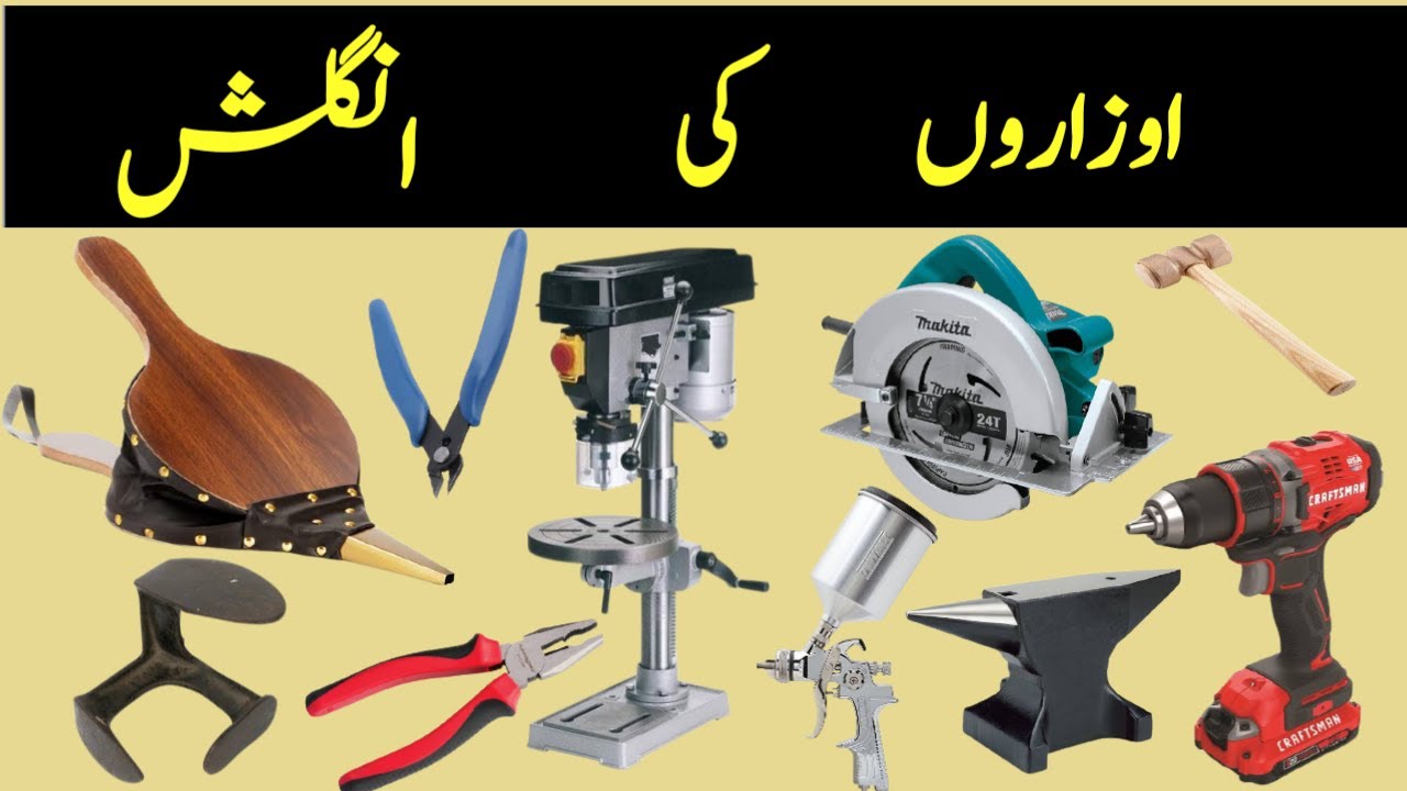 Manufacturing Tools | Vocabulary | English to Urdu | Tools names in english with pictures