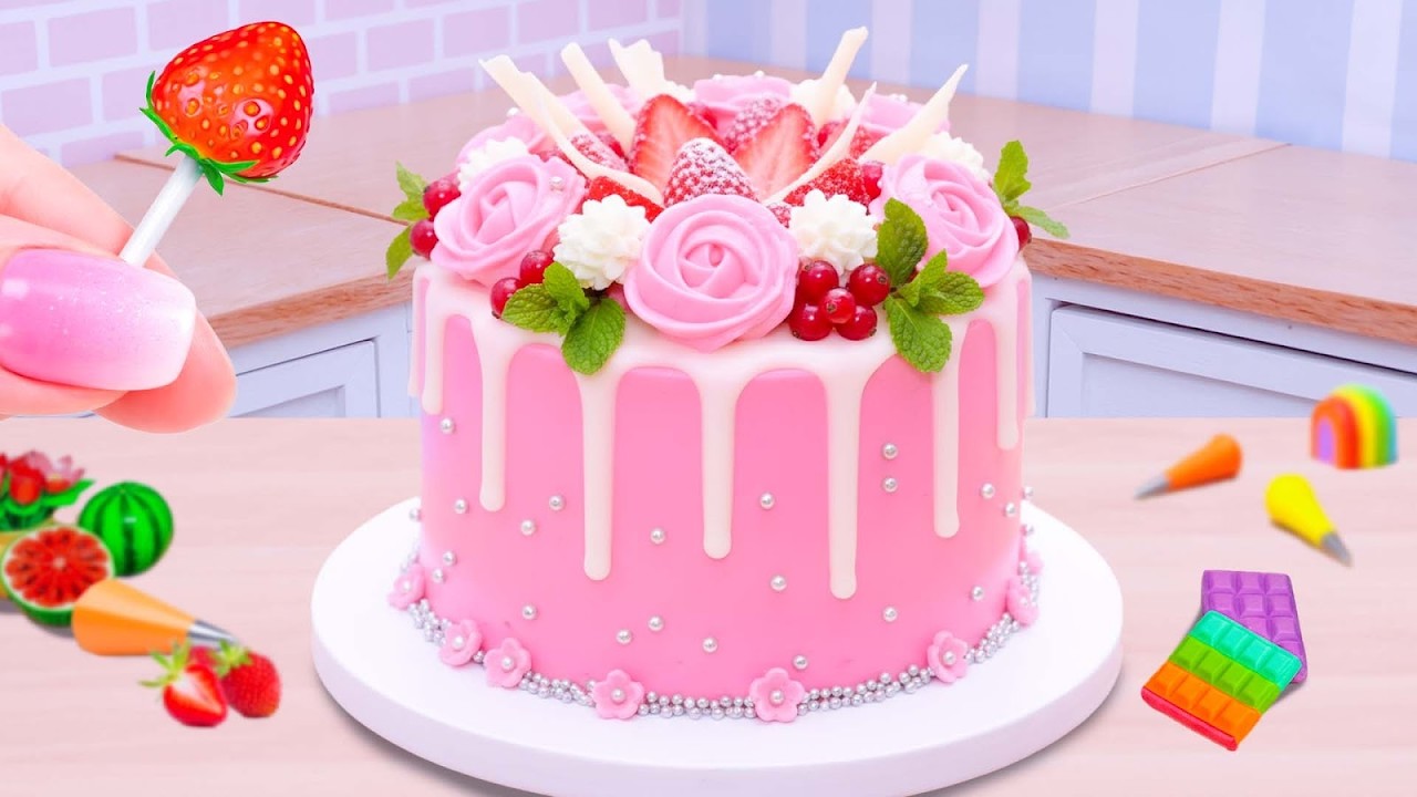 Dulce Rosa de Chocolate 🍫 Tierno y Delicioso | Mini Cake Rainbow