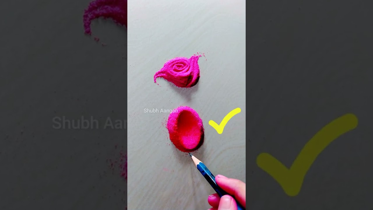 right and easy way to make rose flower rangoli 🌹🥰🌈😇