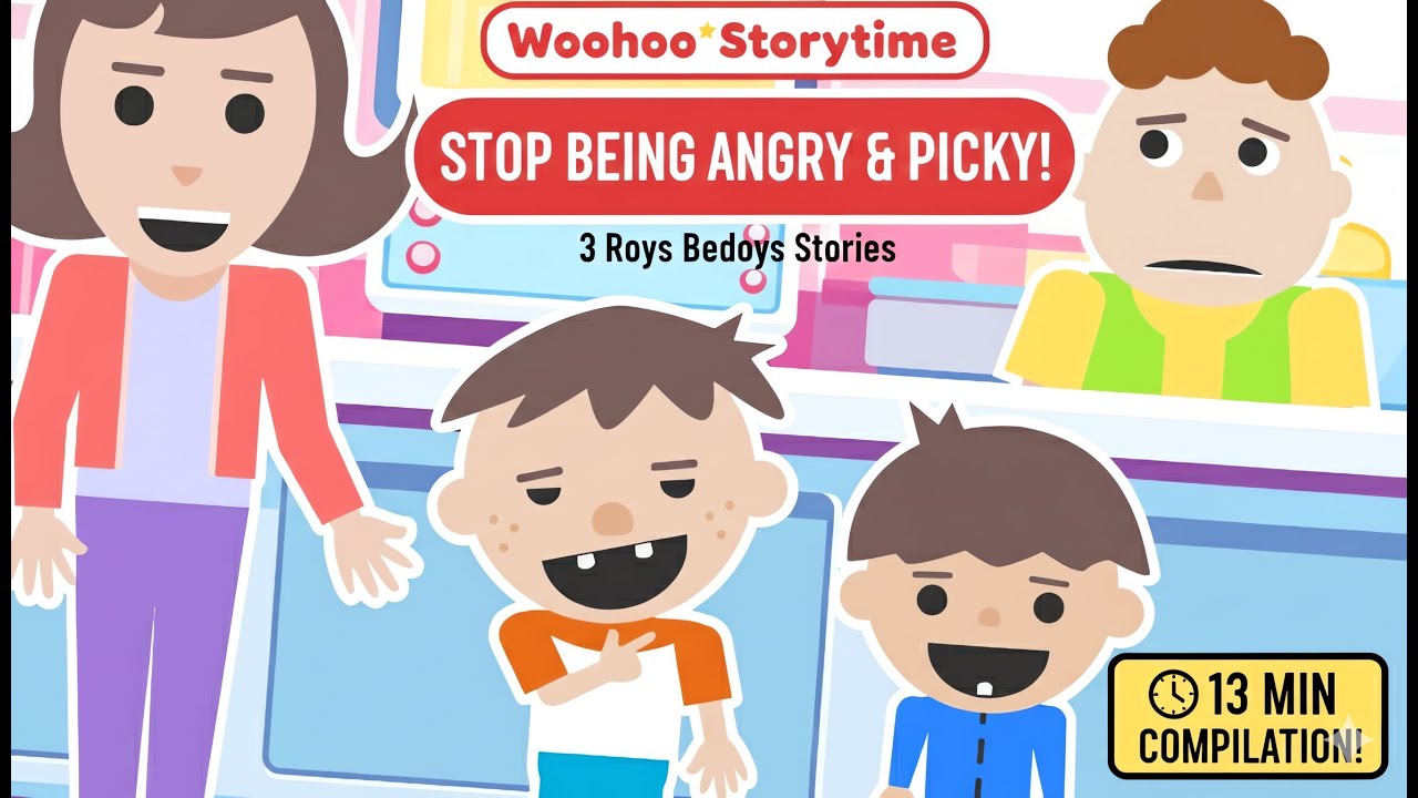 Stop Being Angry & Picky! 😡 3 Roys Bedoys Stories on Self-Control, Reading & Good Habits (13 Min)