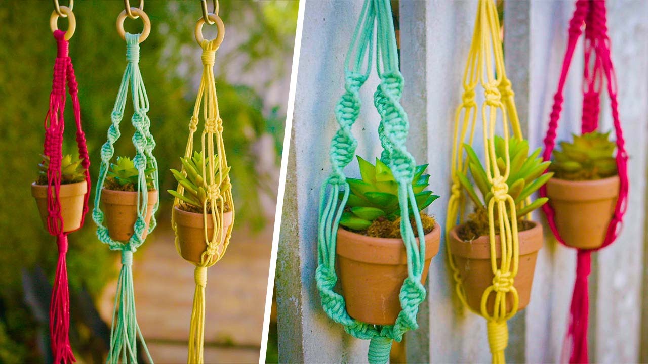 3 Mini Suportes de Planta de Macramê | Tutorial Passo a Passo