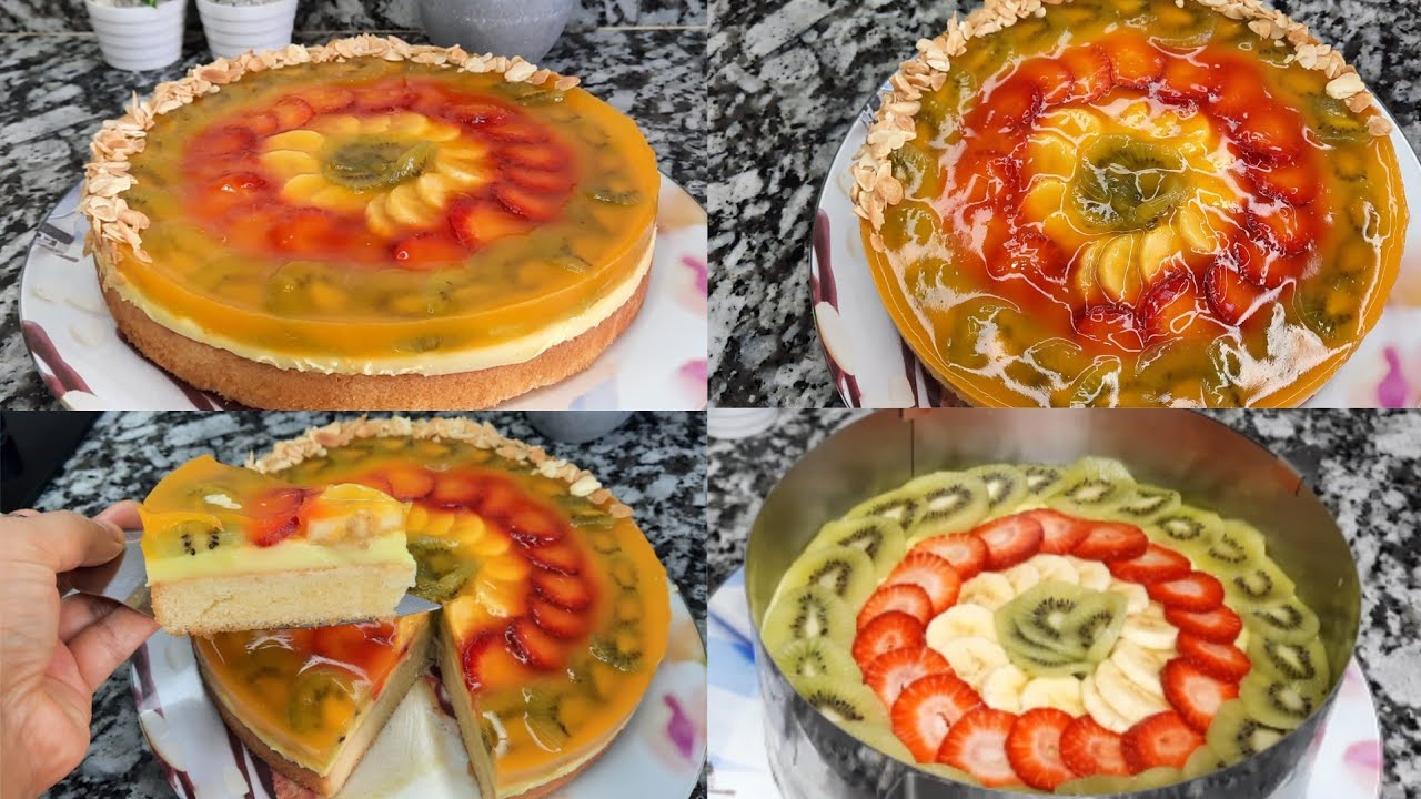 كيكة منعشة بالفواكه😋 بثلاث طبقات لذيذة وراقية سهلة التحضير تستحق التجربة👌