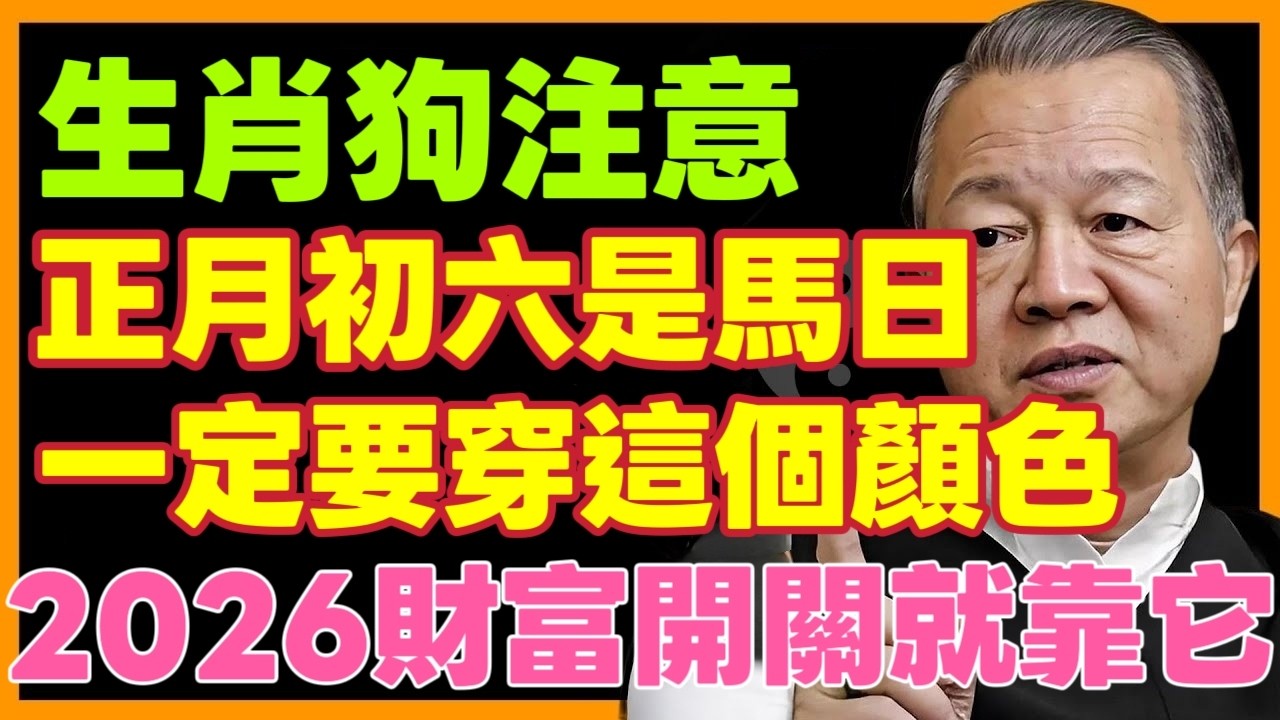 生肖狗2月22号丁卯日大年初六必看！一定要穿这颜色，守住心，稳住神，就能锁住财库，保住健康，为一整年的福运，打下最坚实的根基#属狗2026运势#大年初五#招财方法#财运#开运颜色#幸运颜色