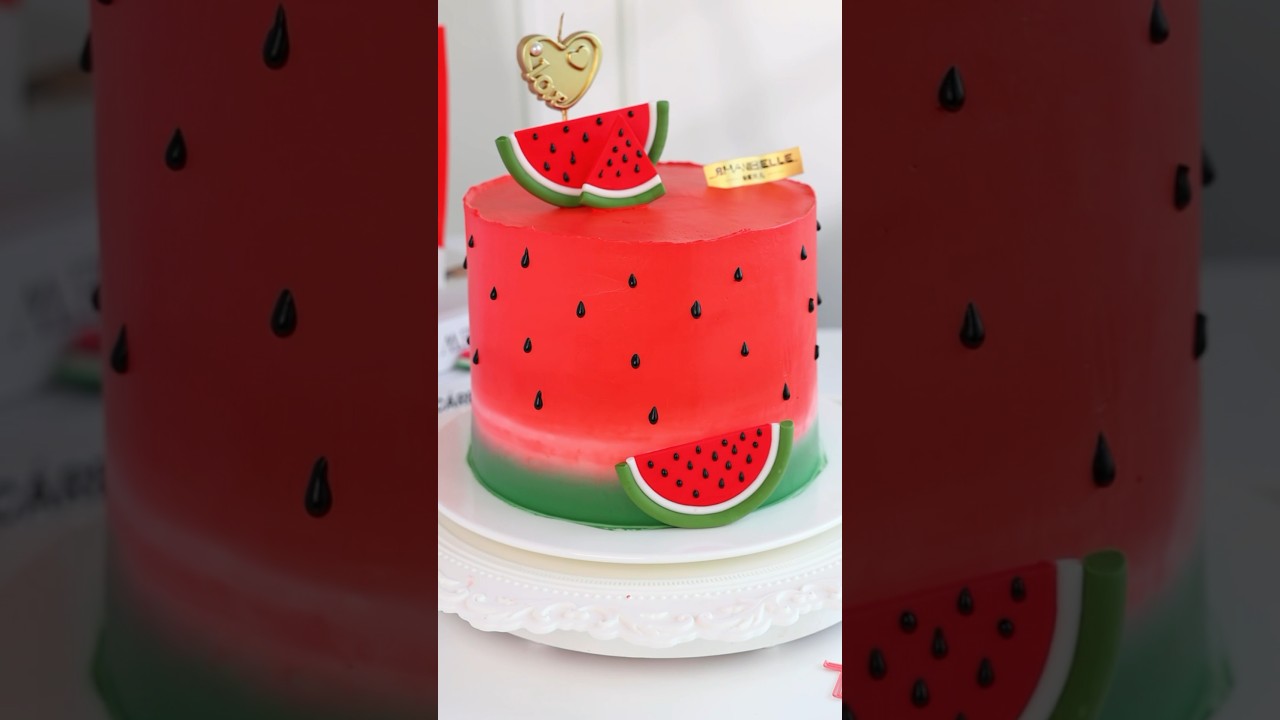 How to make a watermelon cake | Fondant cake topper | Cake idea #trending #shorts #cake #cakeideas
