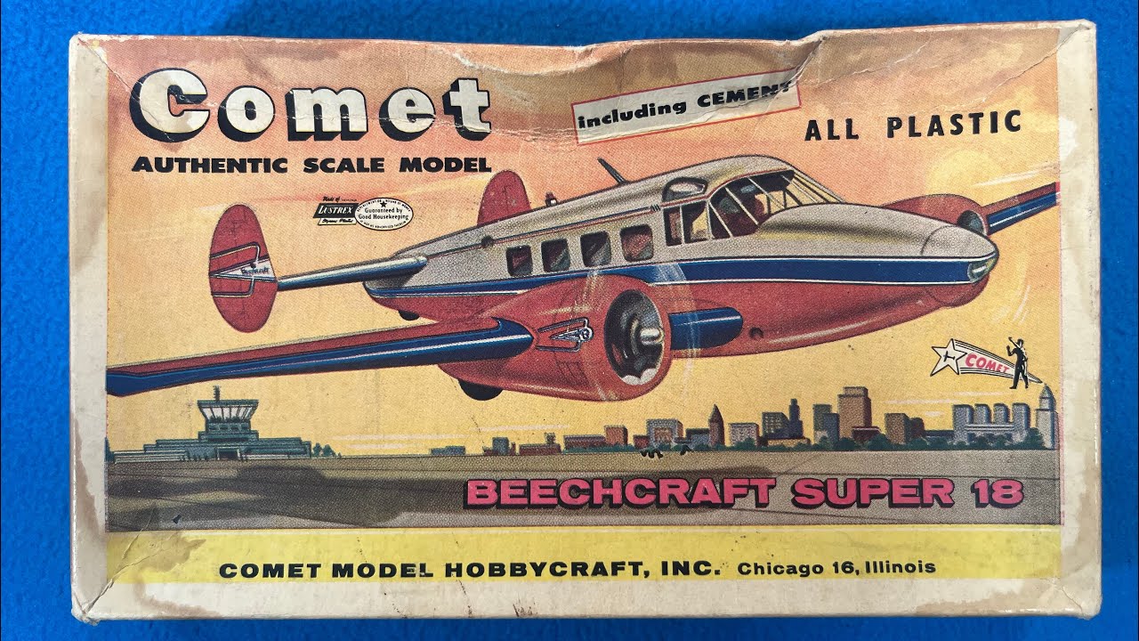 Comet 1962 Beechcraft Super 18 Vintage Model Airplane Kit Review Unboxing