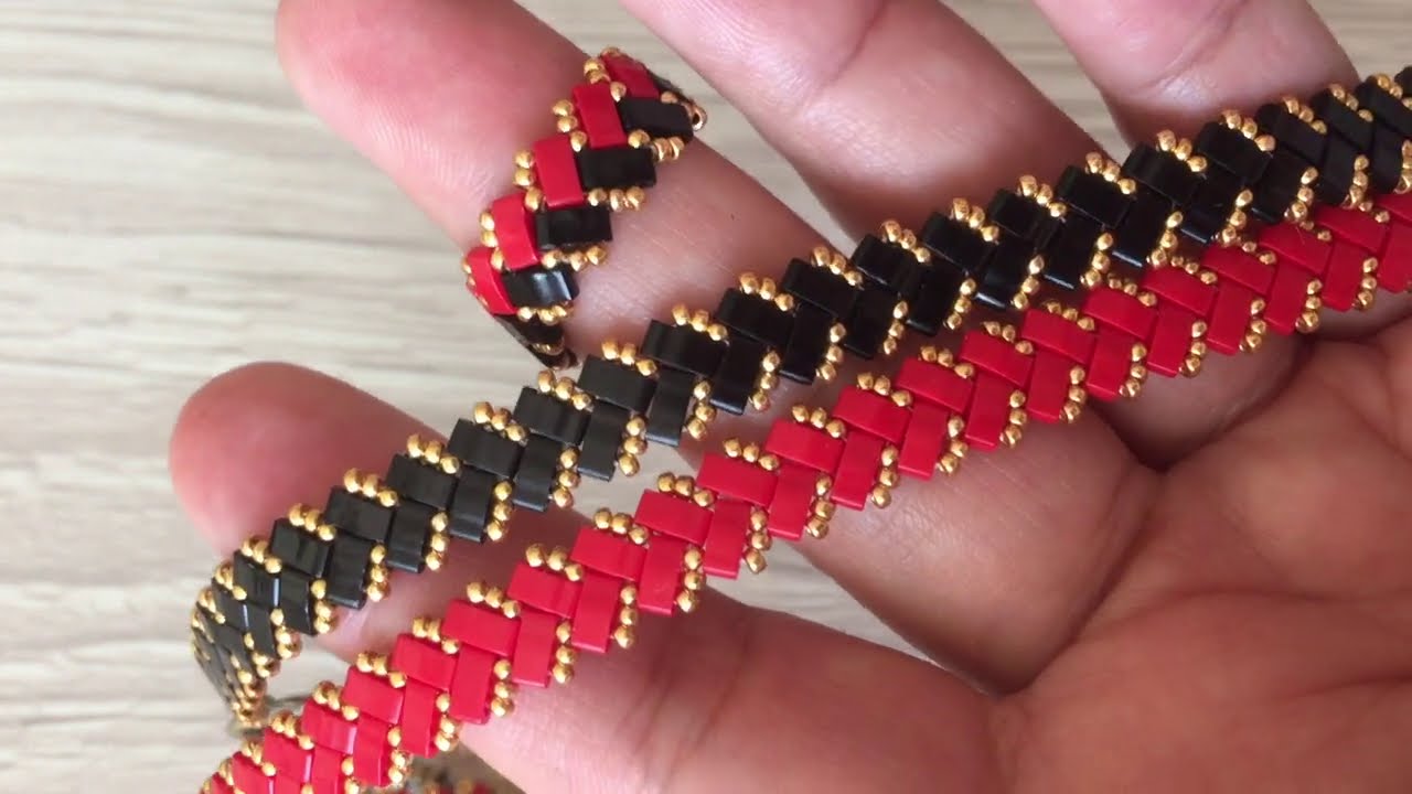 Yarım Tila Boncuk ile Tek Sıra Bileklik, Yüzük Yapımı (Half Tila Single Row Bracelet, Ring Making)