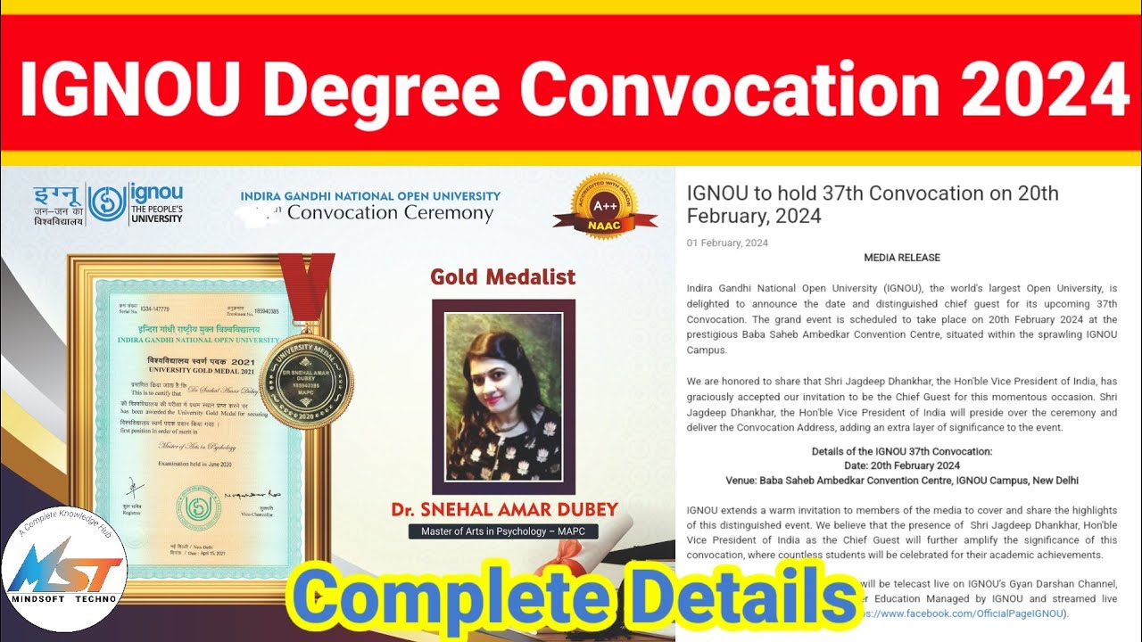 IGNOU Degree Convocation 2024 Complete Details | @mindSofttechno