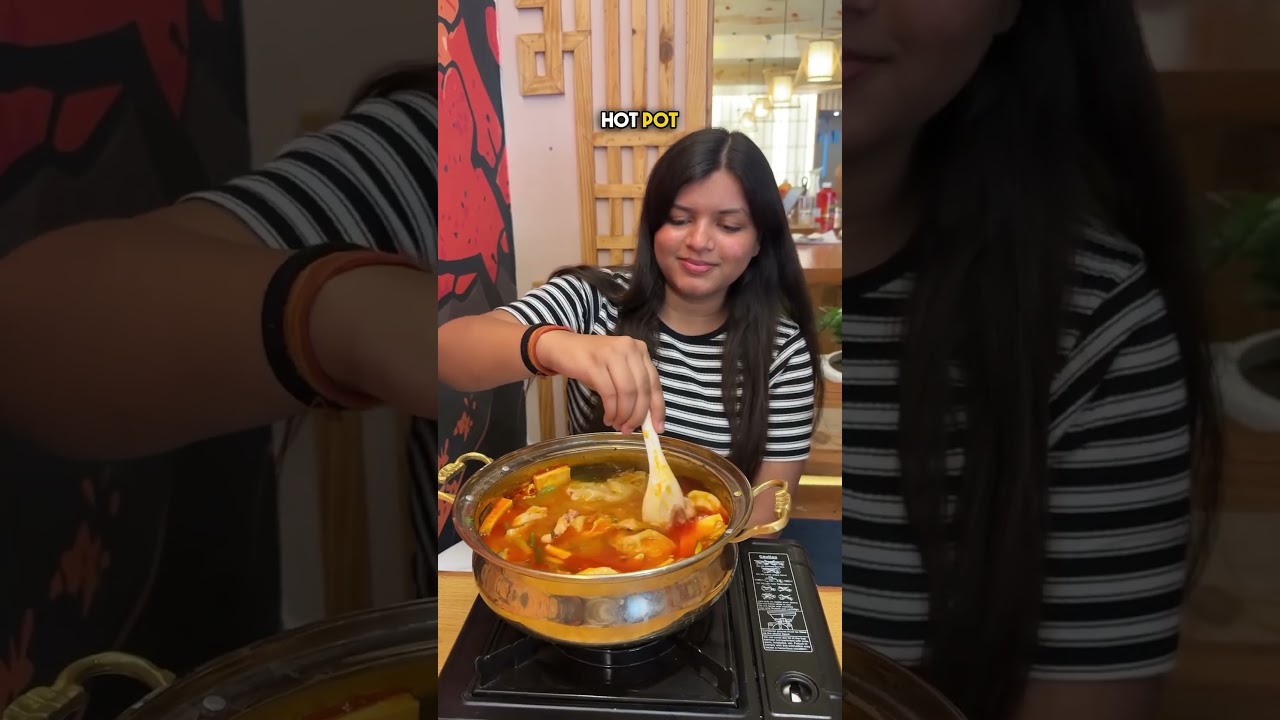 Viral korean hot pot at kalsang in Delhi #koreanfood